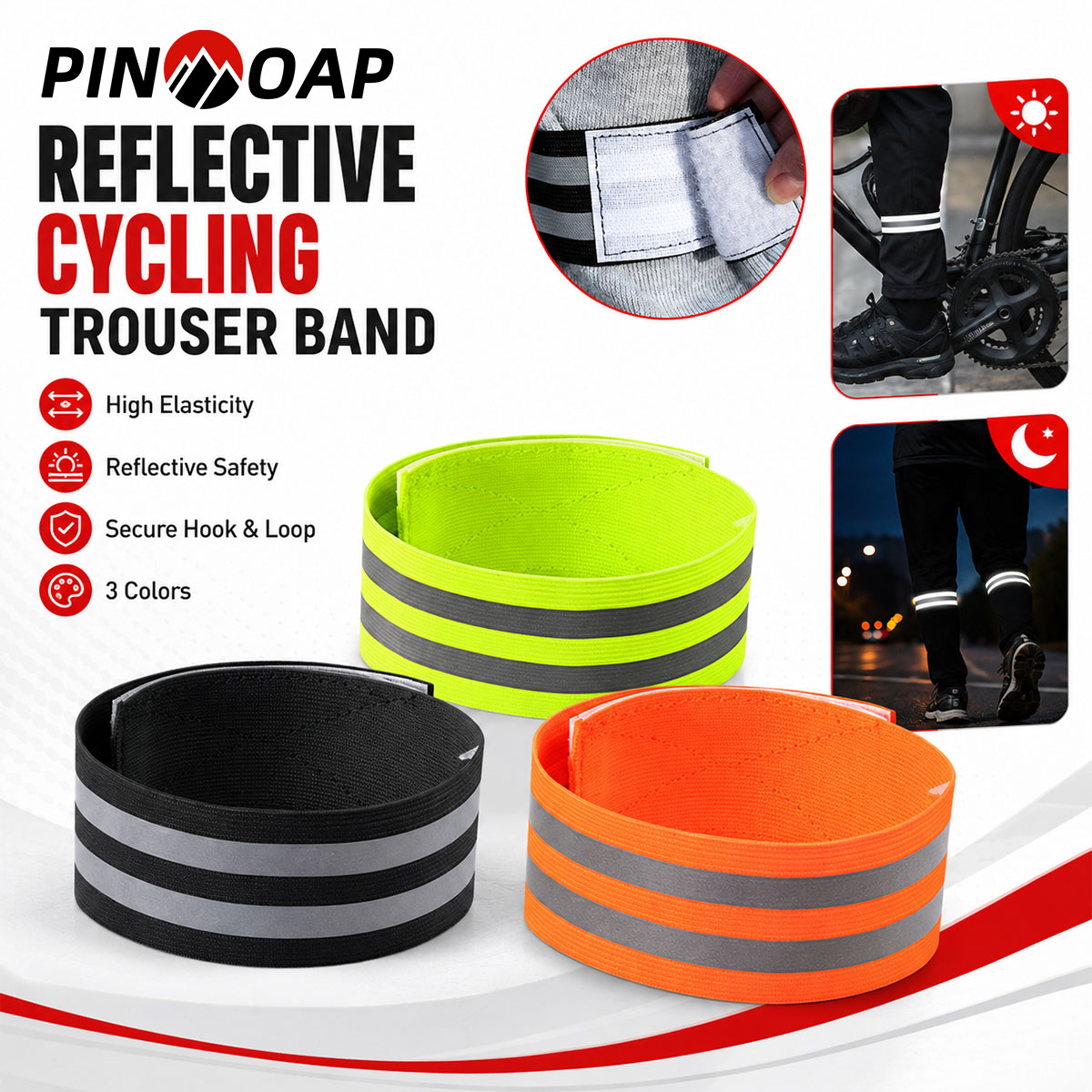 Running Gear Outdoor - PINMOAP 1/2PCS Correa Reflectante para Pantalones